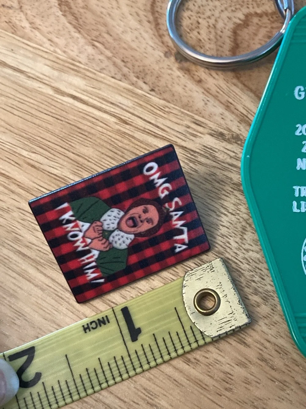 OMG Santa I Know Him! Holiday Enamel Pin - Red Plaid